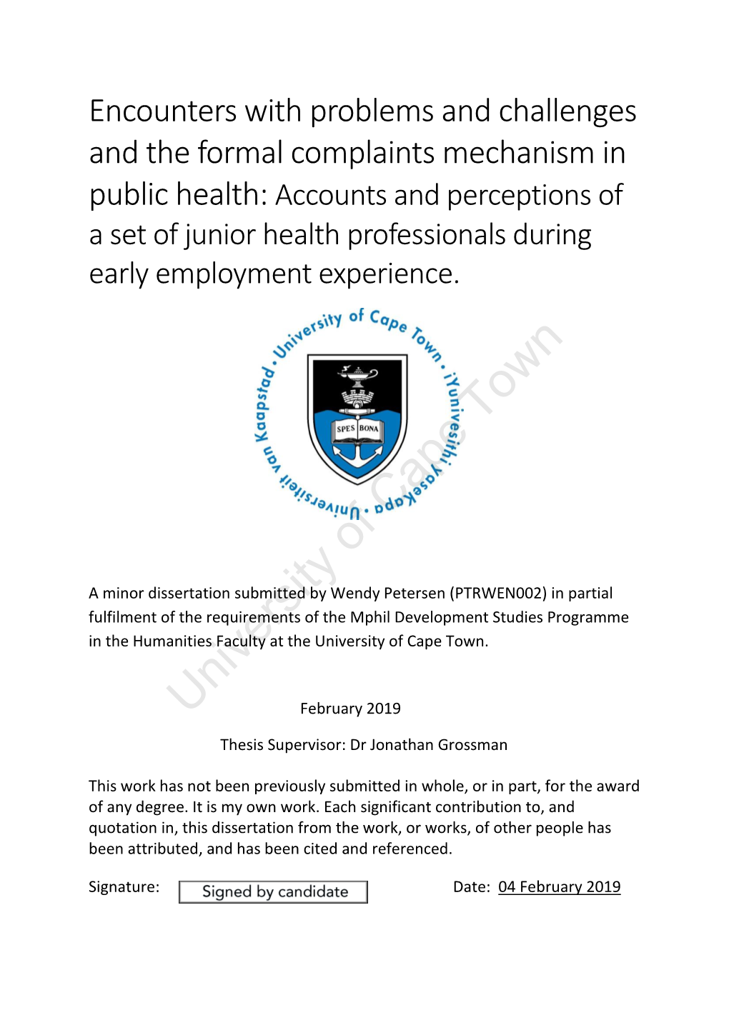 A Set of Junior Health Professionals During Early Employment Experience