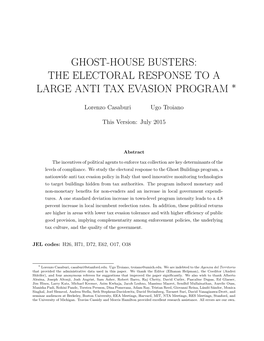 Ghost-House Busters: the Electoral Response to a Large Anti Tax Evasion Program ∗