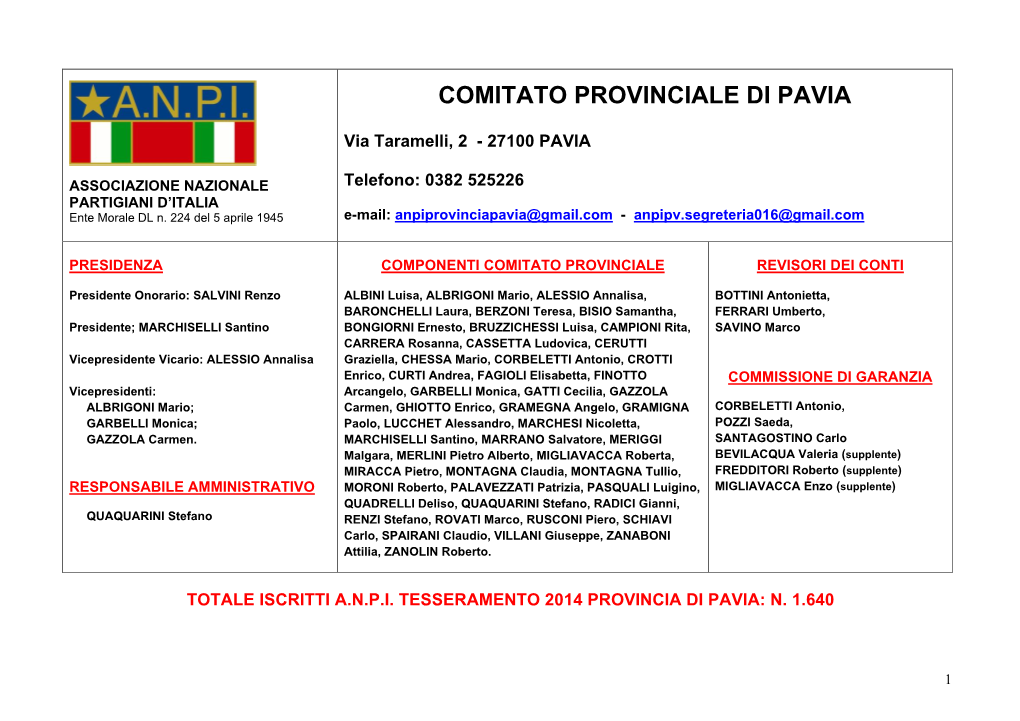 Comitato Provinciale Di Pavia