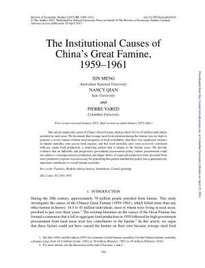 The Institutional Causes of China's Great Famine, 1959–1961