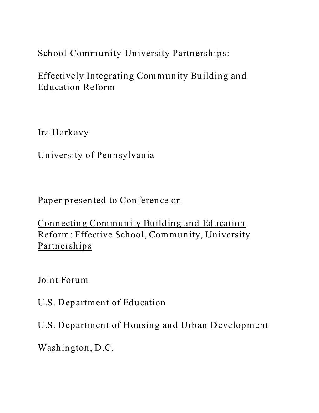 School-Community-University Partnerships