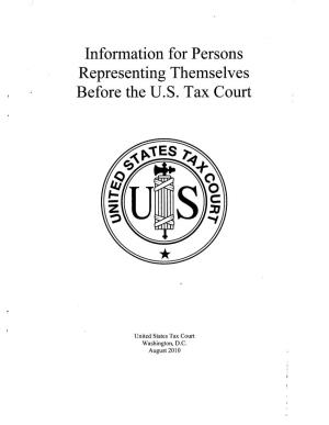 Information for Persons Representing Themselves Before the U.S. Tax Court
