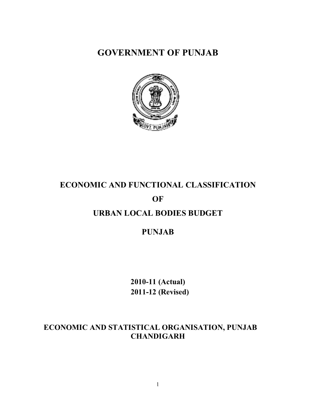 Economic & Functional Classification ULB's-Budget Punjab