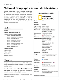 National Geographic (Canal De Televisión) - Wikipedia, La Enciclopedia Libre