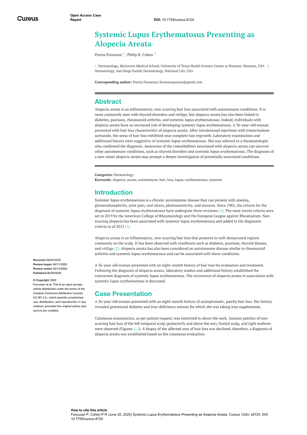 Systemic Lupus Erythematosus Presenting As Alopecia Areata