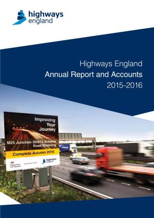 Highways England Annual Report and Accounts 2015-2016