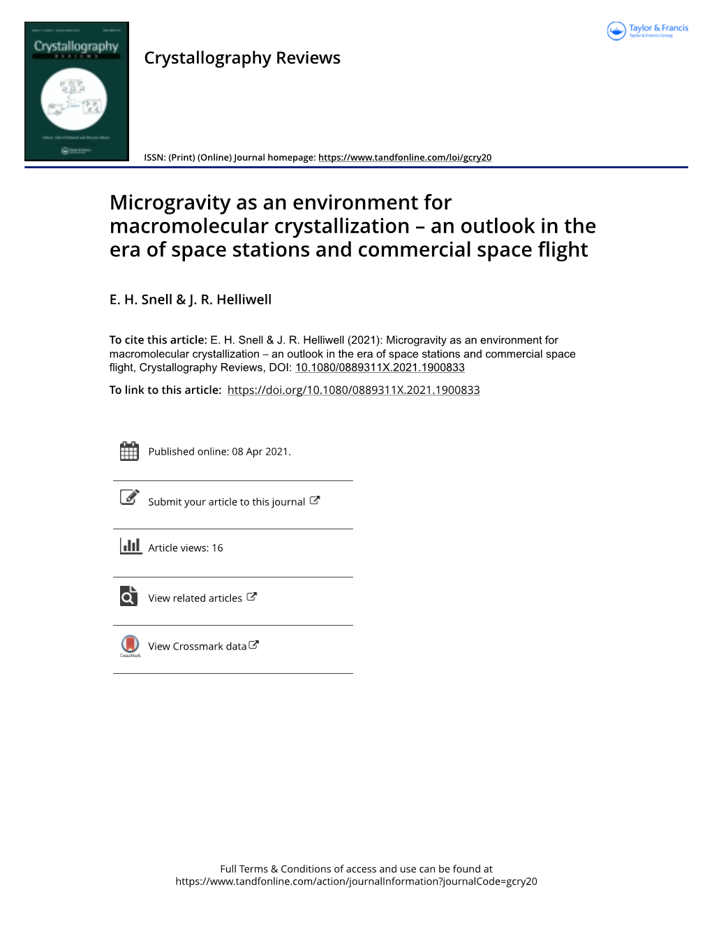 Microgravity As an Environment for Macromolecular Crystallization – an Outlook in the Era of Space Stations and Commercial Space Flight