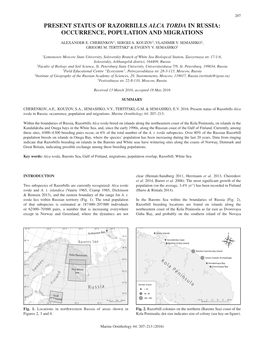 Present Status of Razorbills Alca Torda in Russia: Occurrence, Population and Migrations