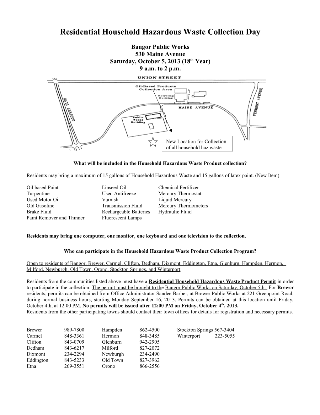 Residential Household Hazardous Waste Collection Day