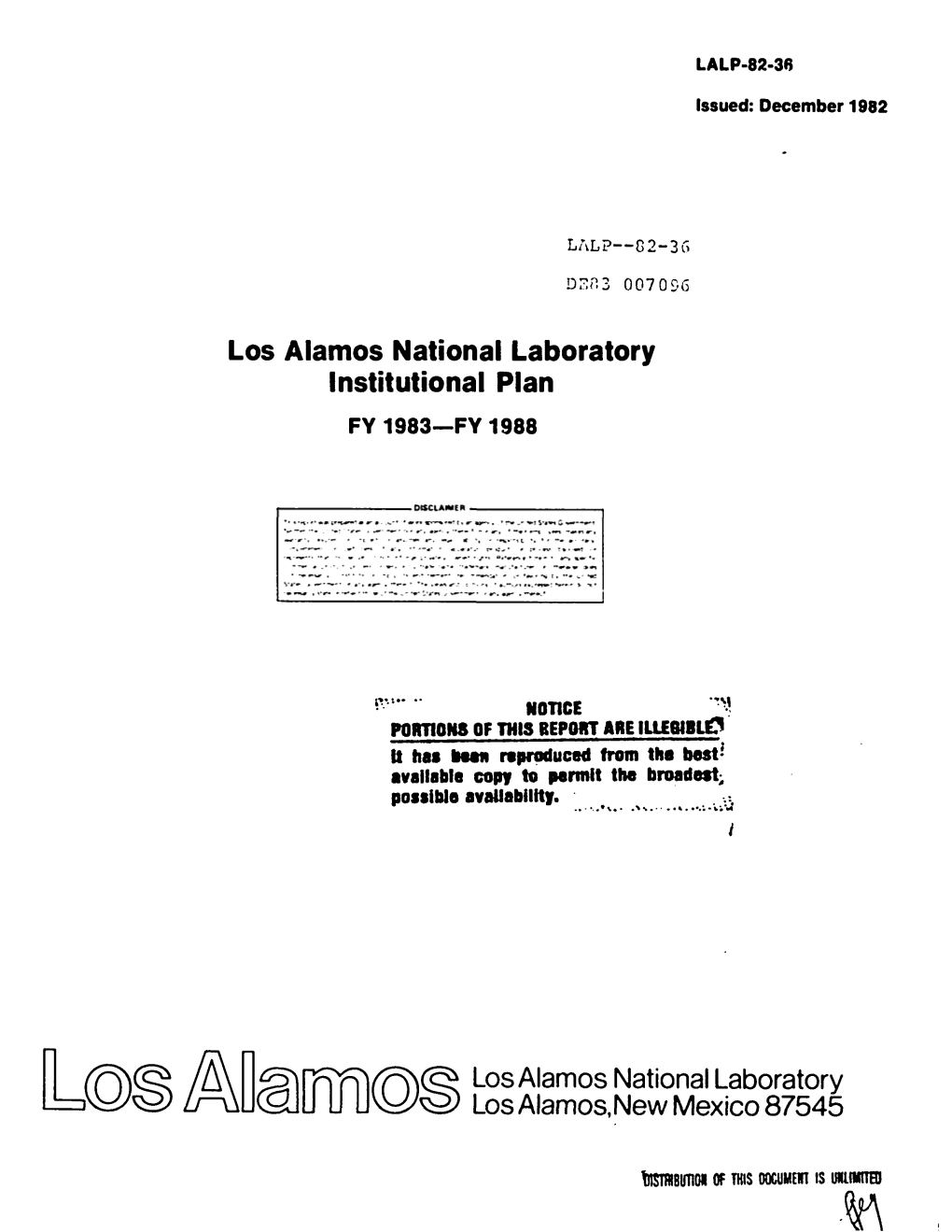 Los Alamos National Institutional Plan