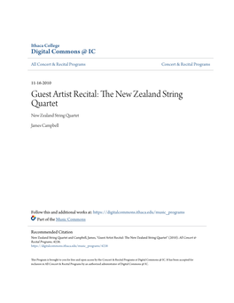 Guest Artist Recital: the New Zealand String Quartet