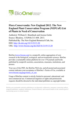 Flora Conservanda: New England 2012