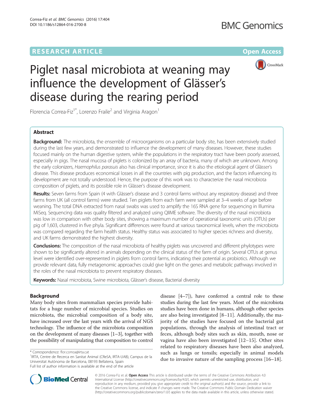 Piglet Nasal Microbiota at Weaning May Influence the Development Of