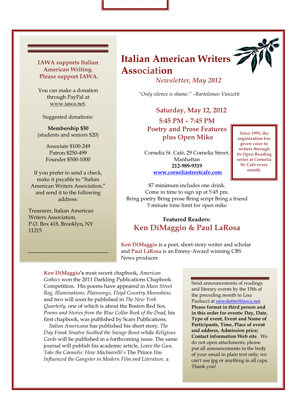 Maynewsletter 2012