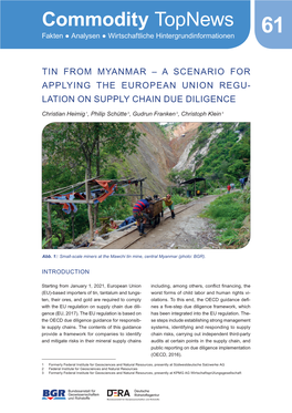 Tin from Myanmar – a Scenario for Applying the European Union Regu- Lation on Supply Chain Due Diligence