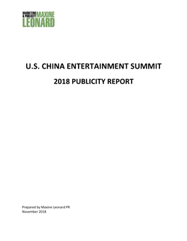 U.S. China Entertainment Summit 2018 Publicity Report