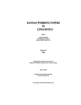 Kansas Working Papers in Linguistics