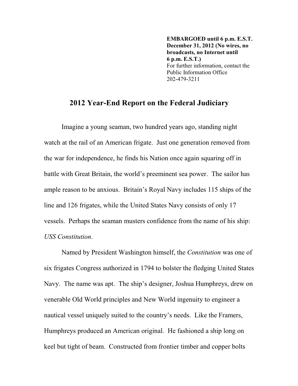 2012 Year-End Report on the Federal Judiciary