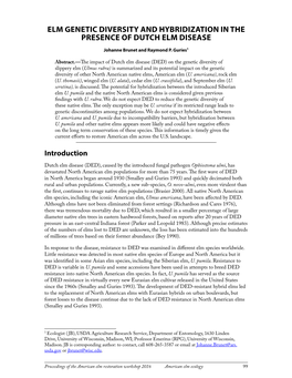 Elm Genetic Diversity and Hybridization in the Presence of Dutch Elm Disease