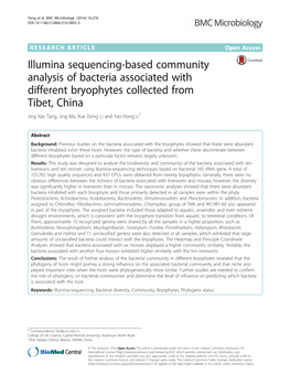 Illumina Sequencing-Based Community Analysis of Bacteria