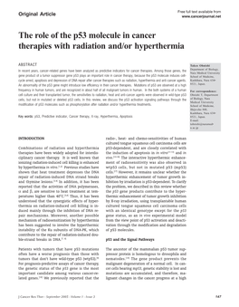 The Role of the P53 Molecule in Cancer Therapies with Radiation And/Or Hyperthermia