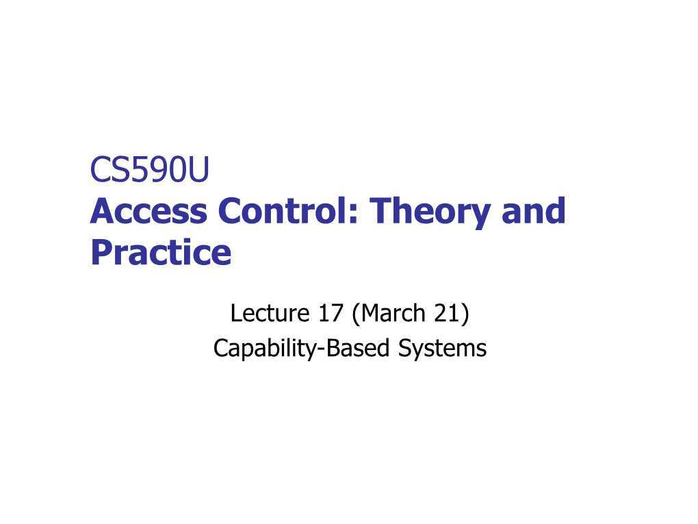 Access Control: Theory and Practice
