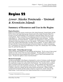 Region 22: Lower Alaska Peninsula - Unimak & Krenitzin Islands