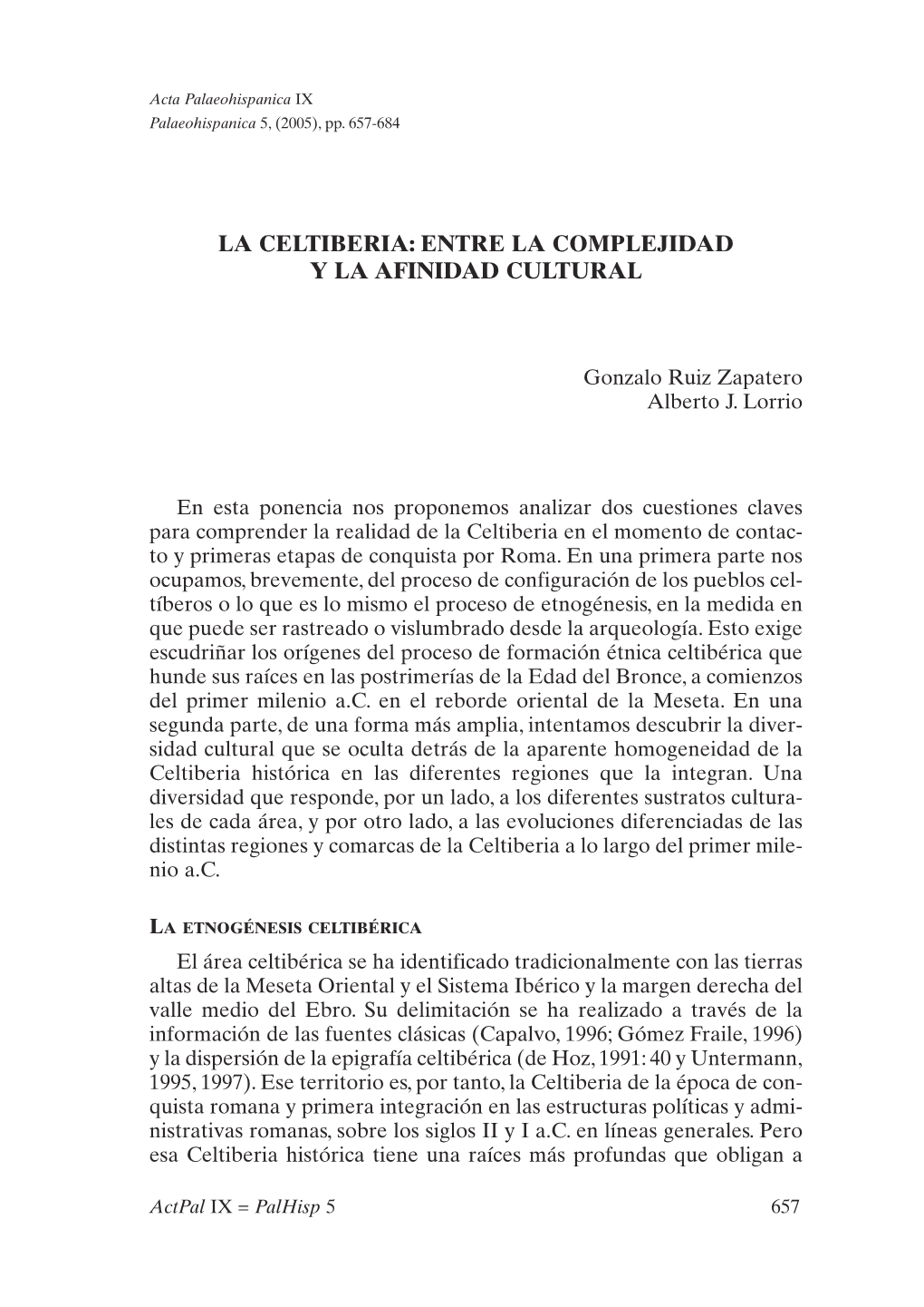 La Celtiberia: Entre La Complejidad Y La Afinidad Cultural