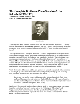 Complete Beethoven Piano Sonatas--Artur Schnabel (1932-1935) Added to the National Registry: 2017 Essay by James Irsay (Guest Post)*