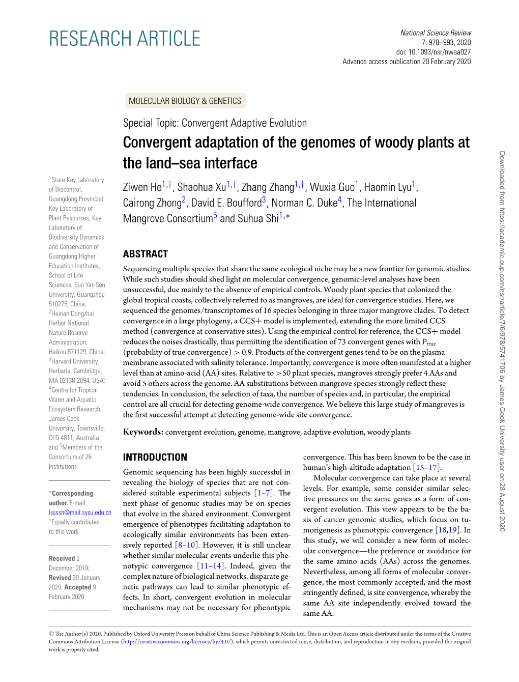 Convergent Adaptation of the Genomes