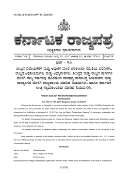 Bedthi Conservation Reserve Gazatte Notification