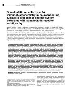 Somatostatin Receptor Type 2A Immunohistochemistry in Neuroendocrine Tumors: a Proposal of Scoring System Correlated with Somatostatin Receptor Scintigraphy