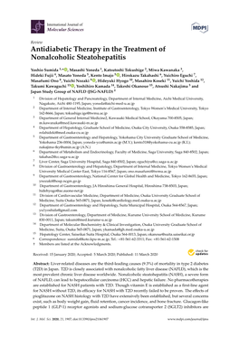 Antidiabetic Therapy in the Treatment of Nonalcoholic Steatohepatitis