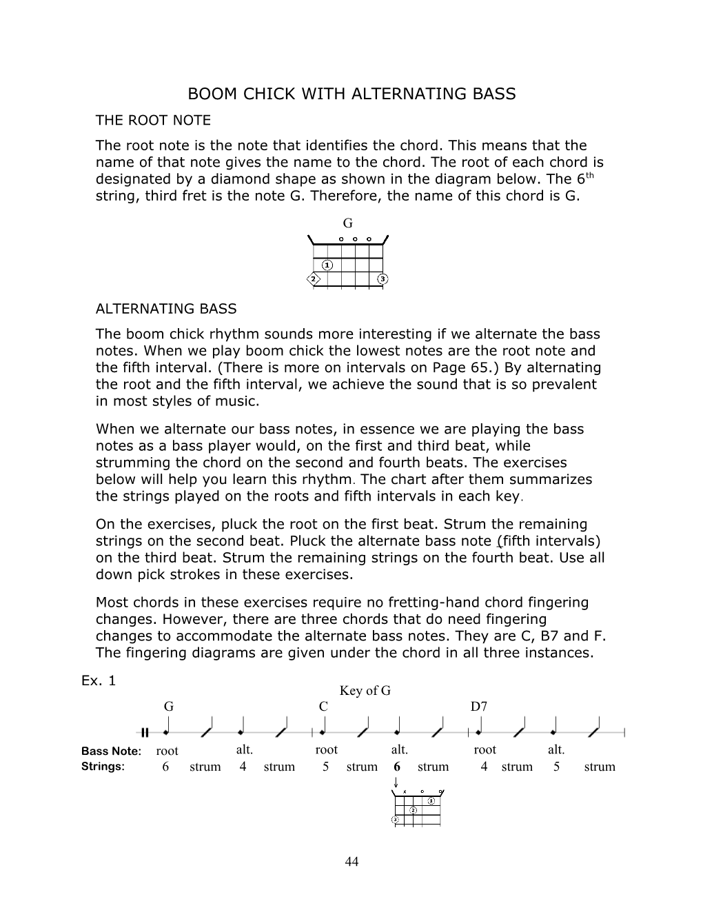 BOOM CHICK with ALTERNATING BASS the ROOT NOTE the Root Note Is the Note That Identifies the Chord