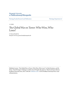 The Global War on Terror: Who Wins, Who Loses? G