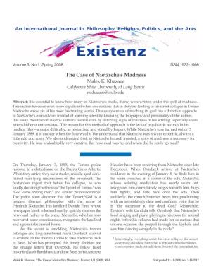 The Case of Nietzsche's Madness Malek K