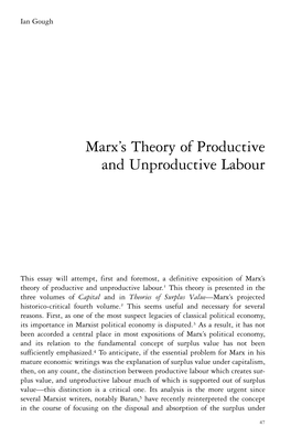 Marx.S Theory of Productive and Unproductive Labour