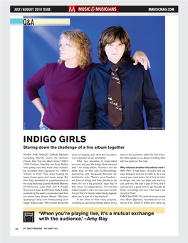 INDIGO GIRLS Staring Down the Challenge of a Live Album Together