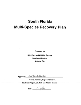 FWS (U.S. Fish and Wildlife Service). 1999. South Florida Multi-Species