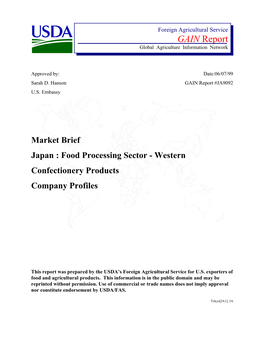 Market Brief Japan : Food Processing Sector - Western Confectionery Products Company Profiles