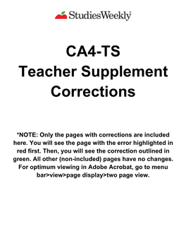 CA4-TS Teacher Supplement Corrections
