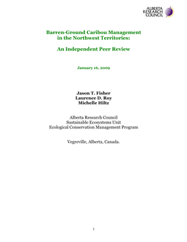 Barren-Ground Caribou Management in the Northwest Territories