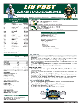 Mlax Game Notes Vs Le Moyne 5 9 15.Indd