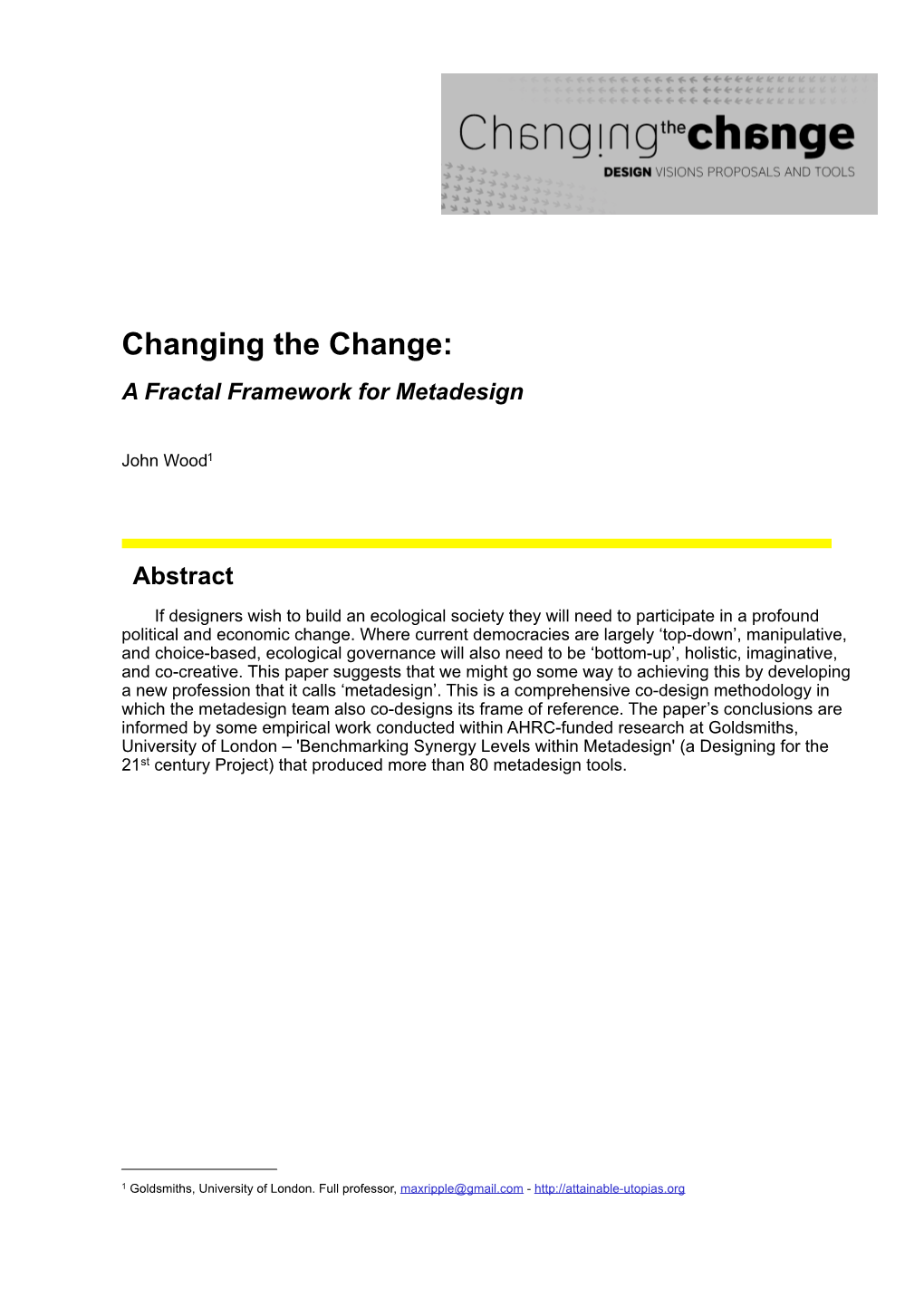 Changing the Change: a Fractal Framework for Metadesign