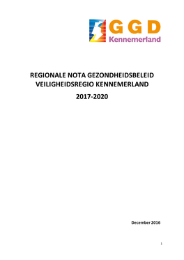 Regionale Nota Gezondheidsbeleid GGD Kennemerland
