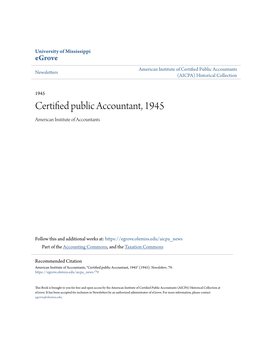 Certified Public Accountant, 1945 American Institute of Accountants