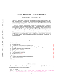 Hodge Theory for Tropical Varieties