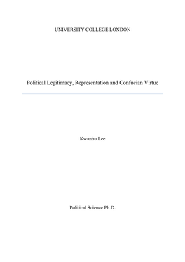 Political Legitimacy, Representation and Confucian Virtue