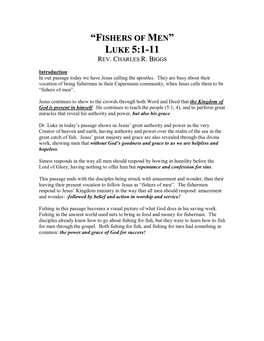 Luke 5.1 11.Fishers Of