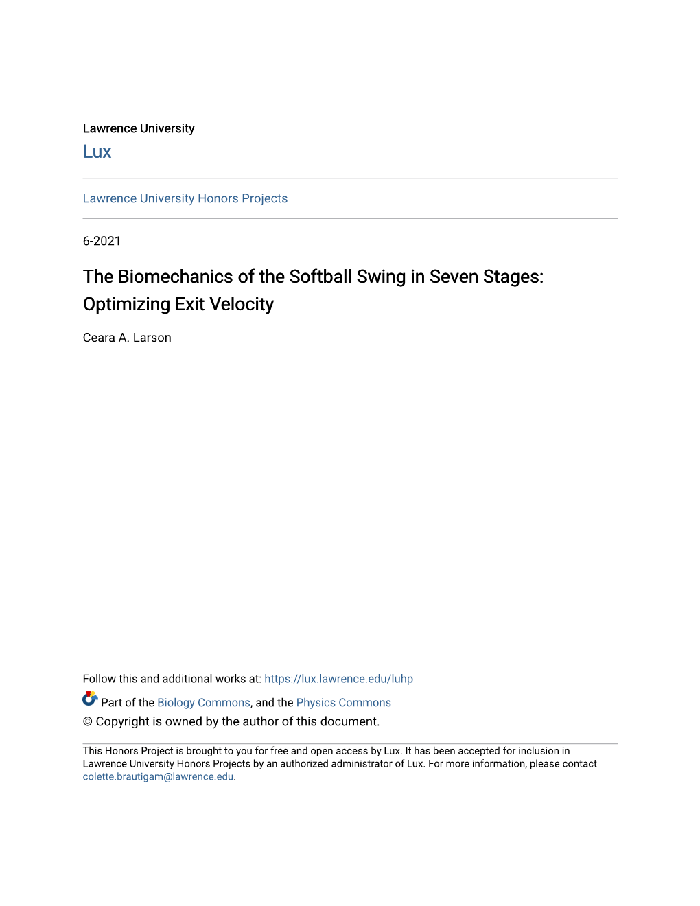 The Biomechanics of the Softball Swing in Seven Stages: Optimizing Exit Velocity